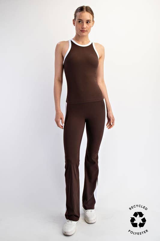 T630037-Sleeveless Butter Soft Contrast Racerback Top