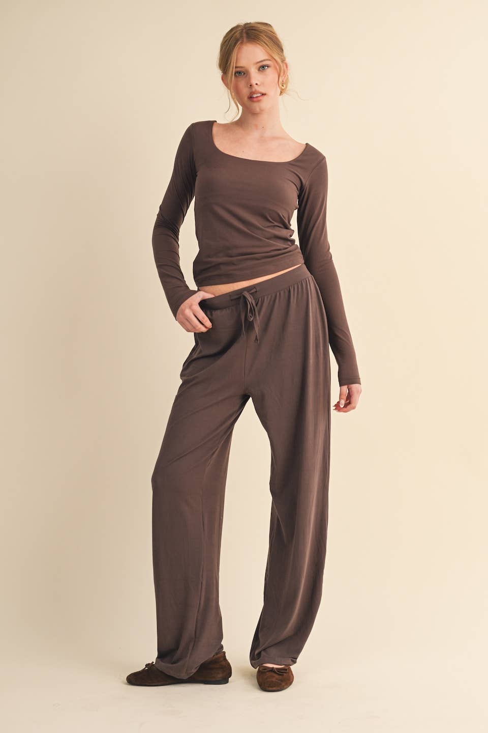 Soft Knit Jersey Wide Leg Pants