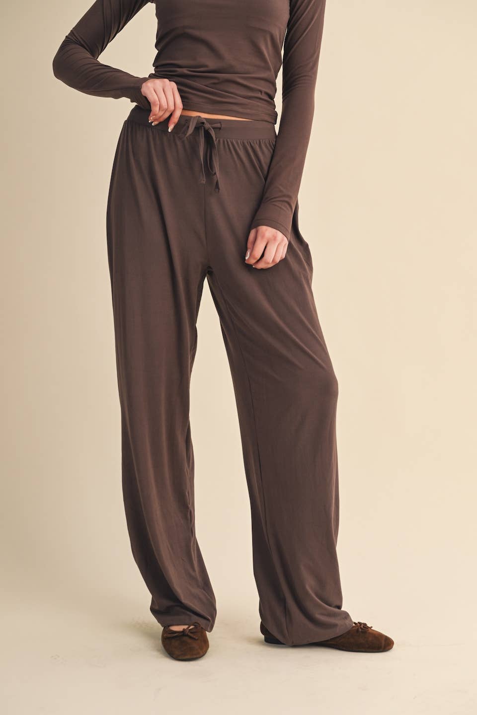 Soft Knit Jersey Wide Leg Pants