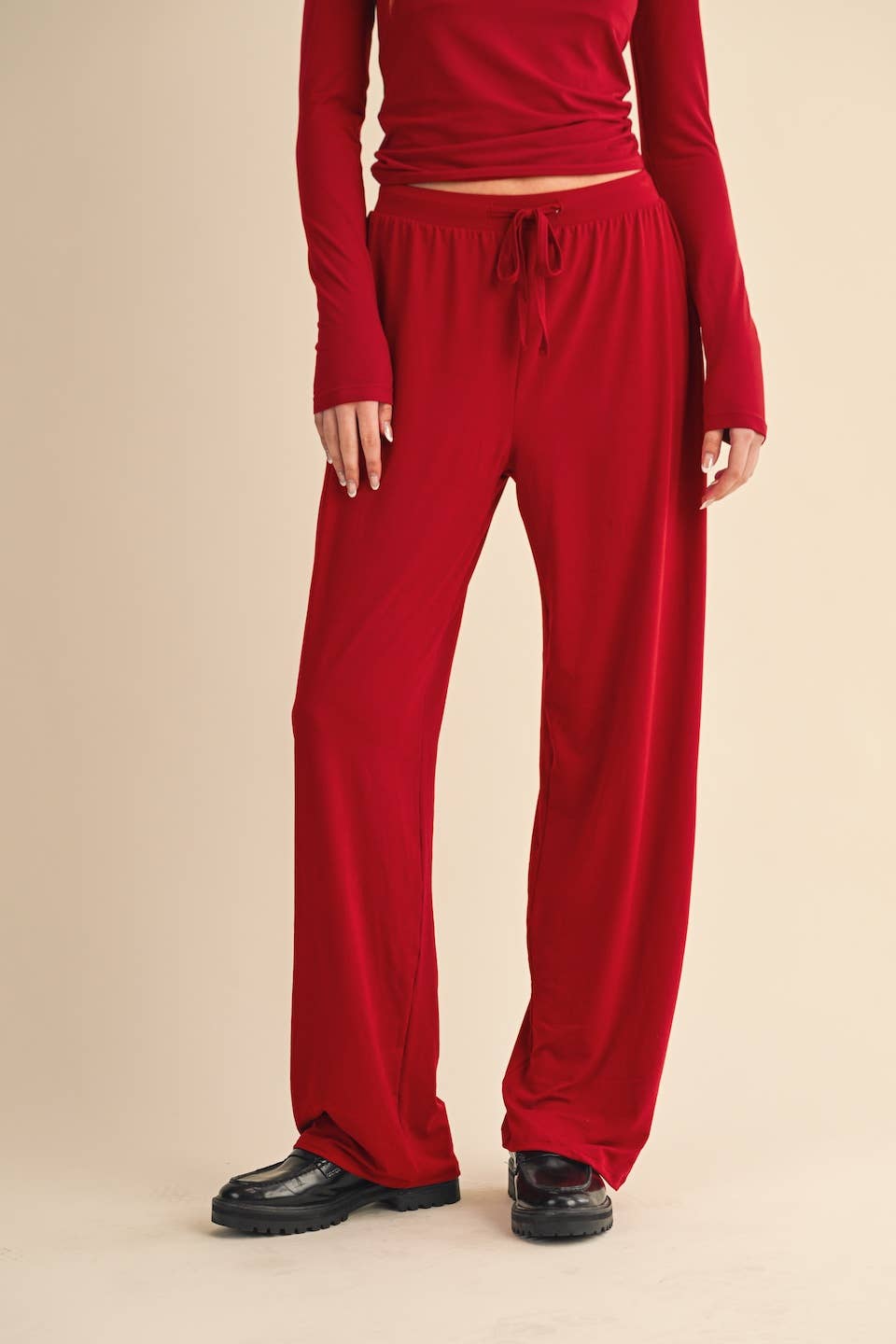 Soft Knit Jersey Wide Leg Pants