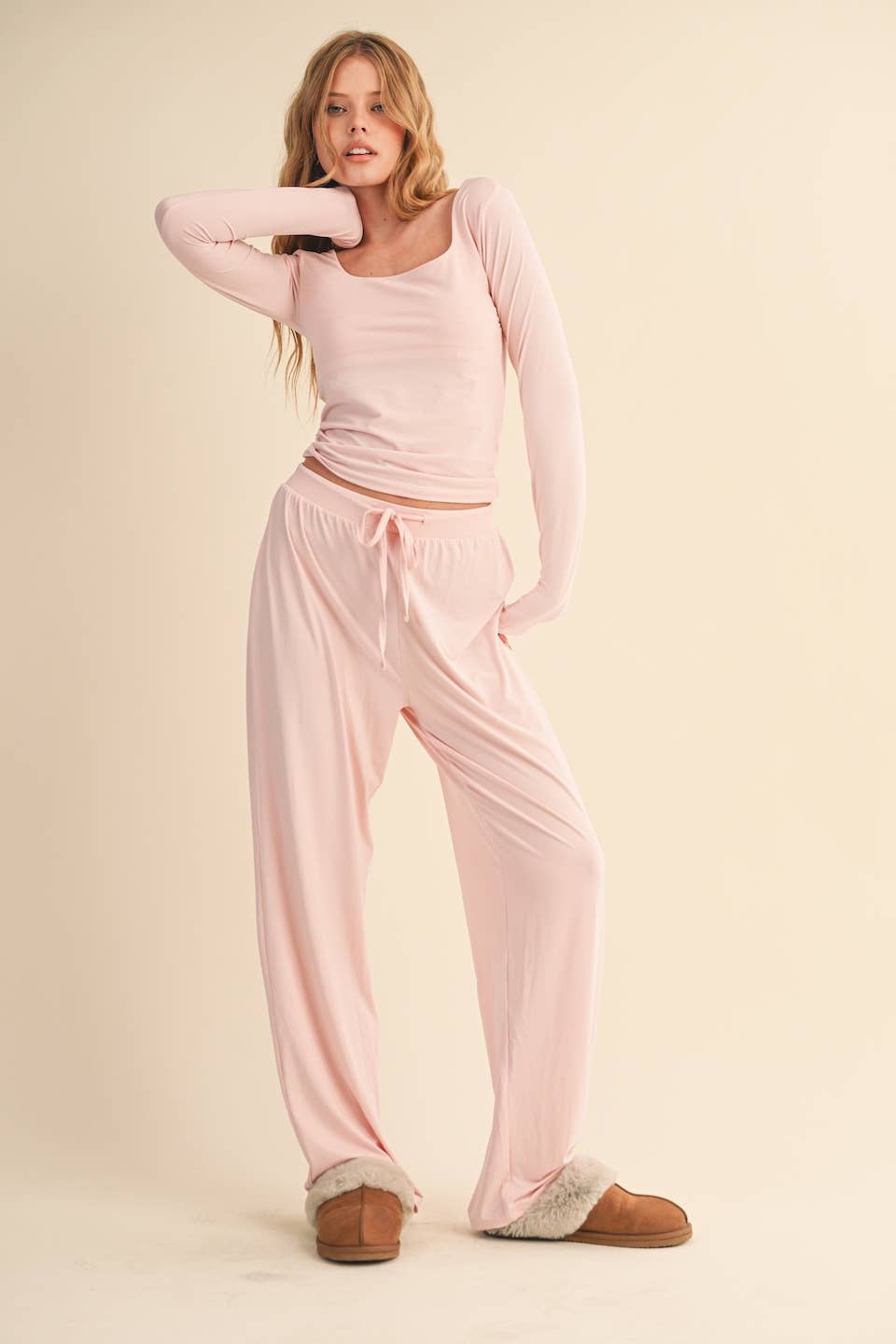 Soft Knit Jersey Wide Leg Pants