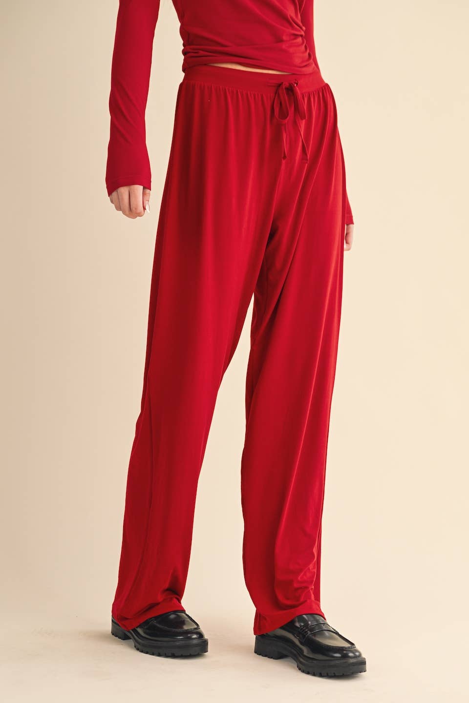 Soft Knit Jersey Wide Leg Pants