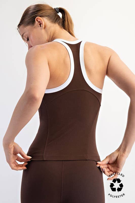 T630037-Sleeveless Butter Soft Contrast Racerback Top