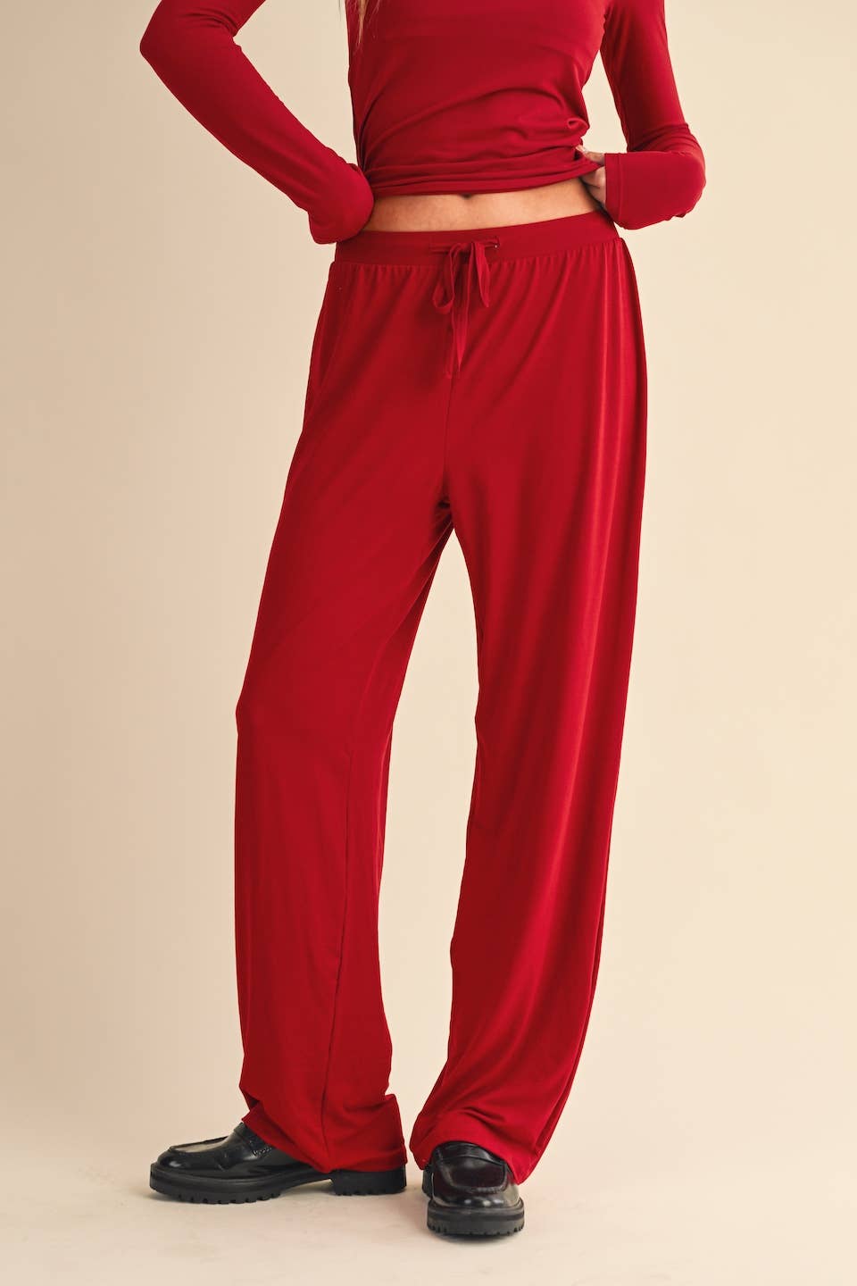 Soft Knit Jersey Wide Leg Pants