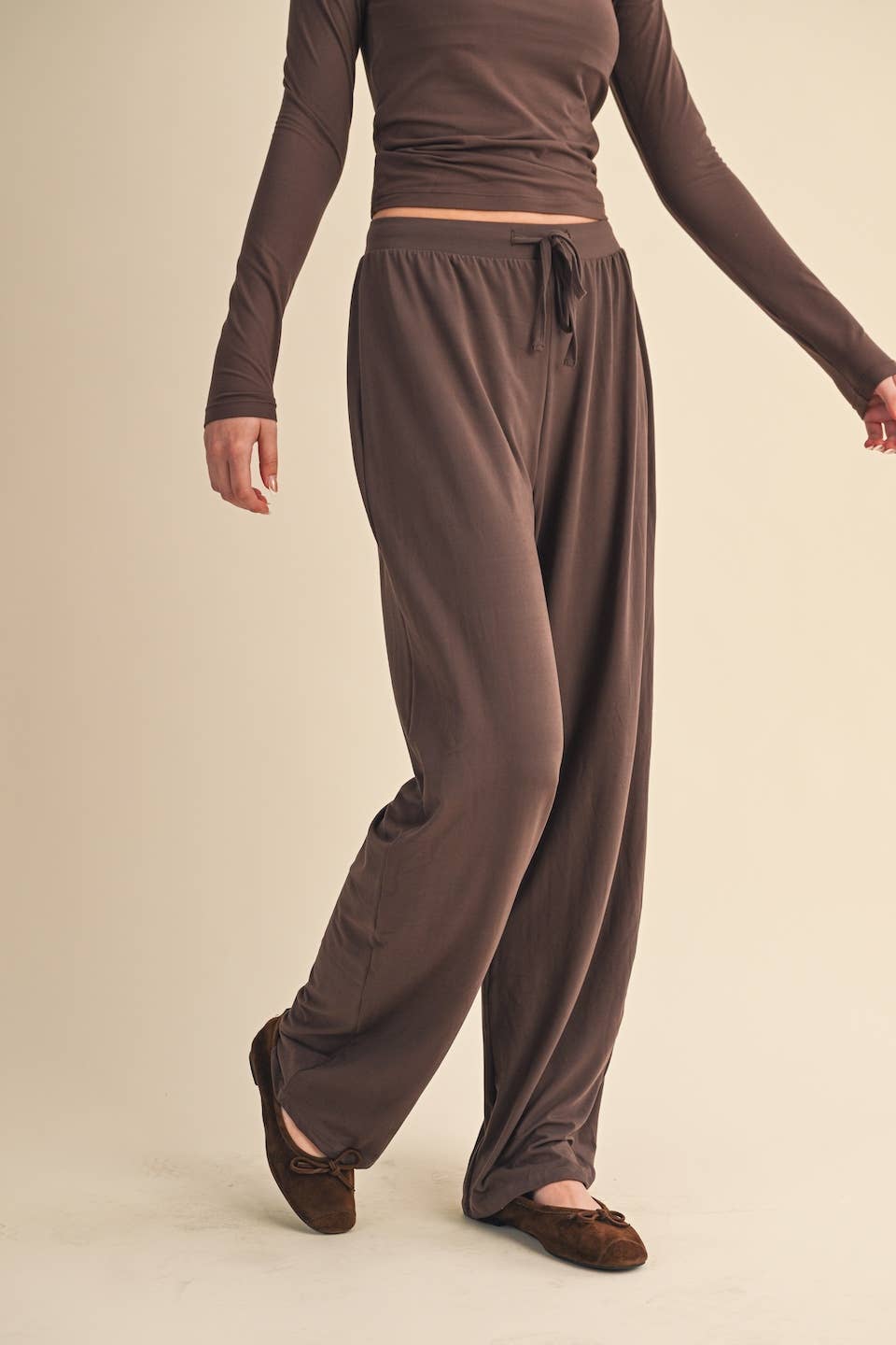 Soft Knit Jersey Wide Leg Pants
