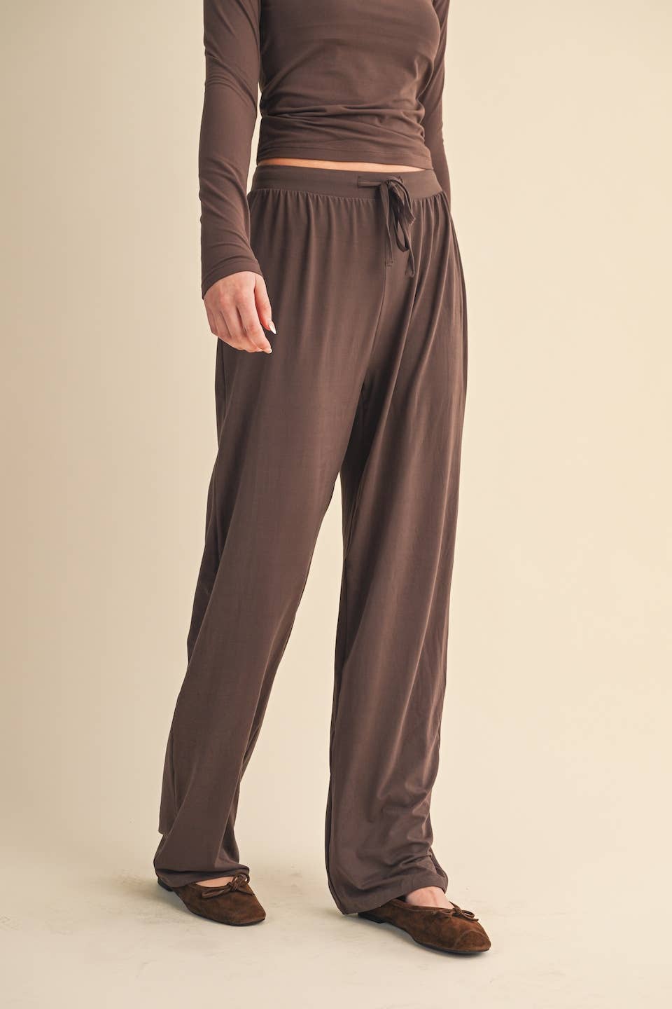 Soft Knit Jersey Wide Leg Pants