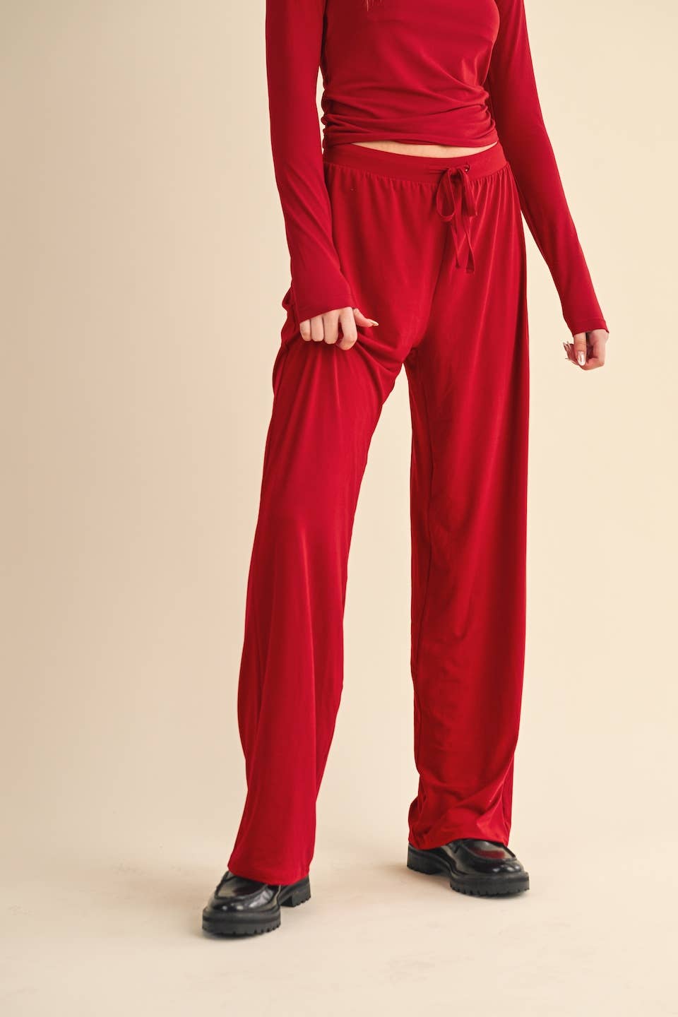 Soft Knit Jersey Wide Leg Pants
