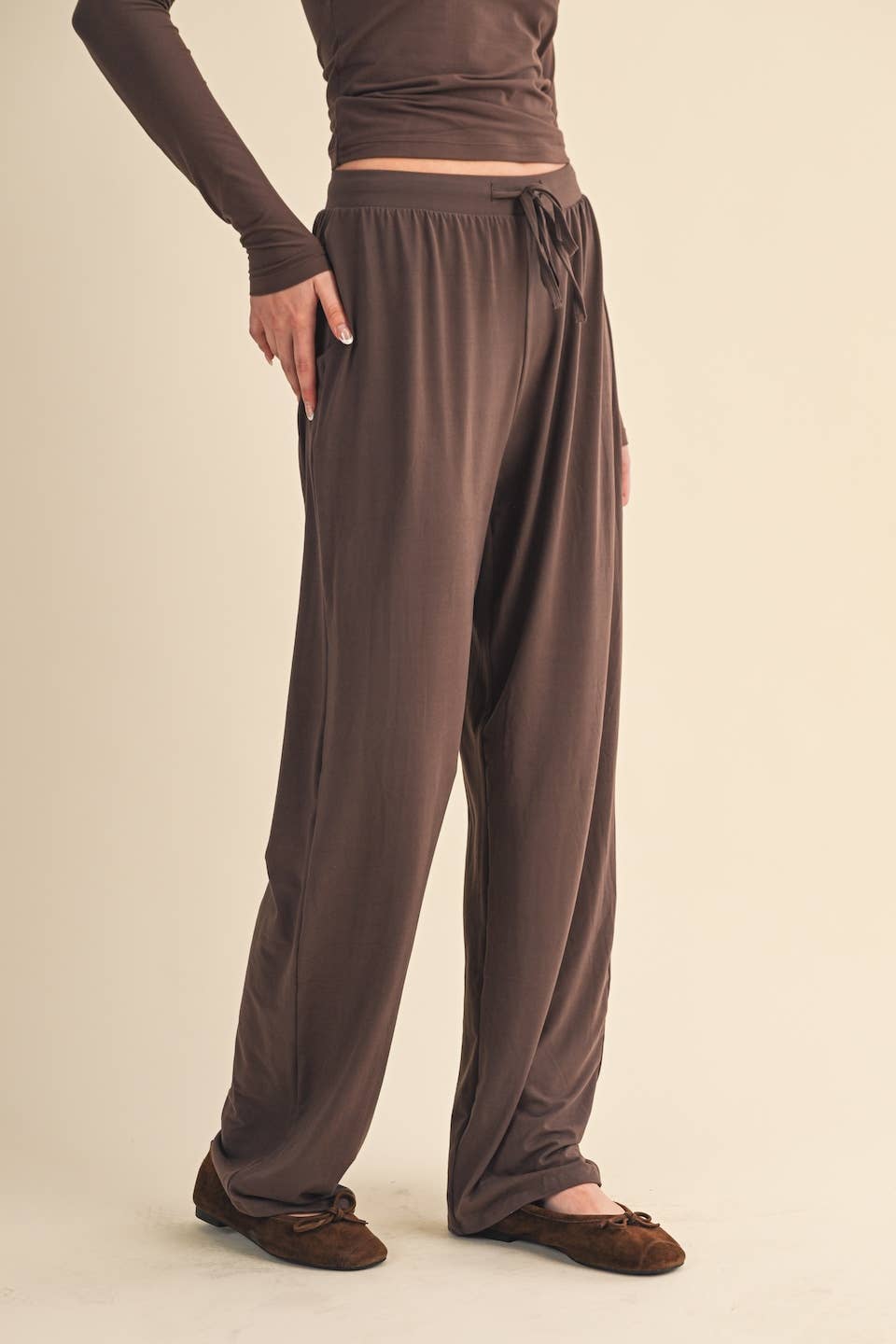 Soft Knit Jersey Wide Leg Pants