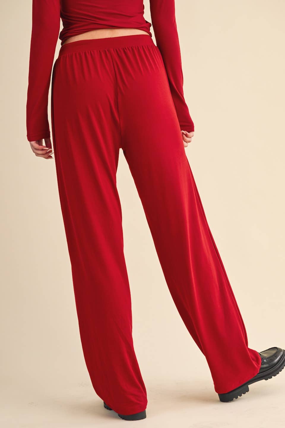 Soft Knit Jersey Wide Leg Pants