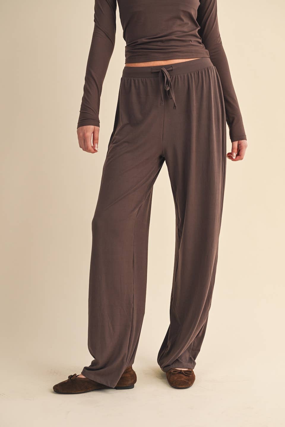 Soft Knit Jersey Wide Leg Pants