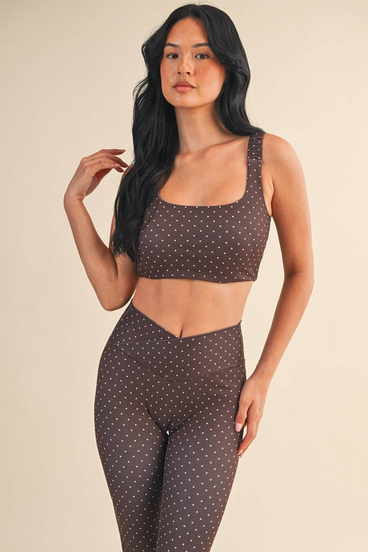 Polka Dot Print Ruched Bra Top