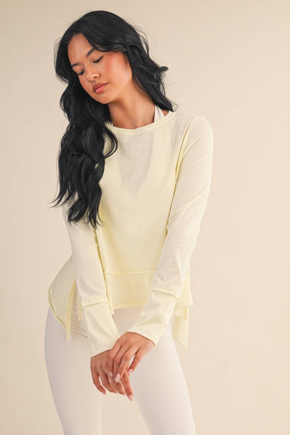 Cotton Slub Long Sleeve Layering Top