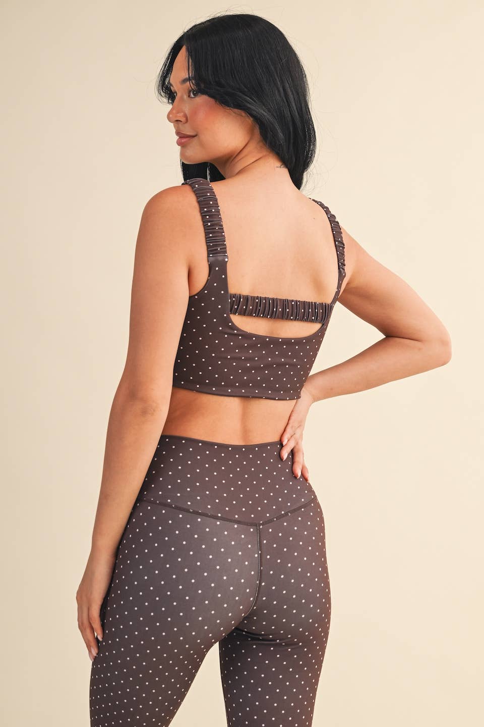 Polka Dot Print Ruched Bra Top
