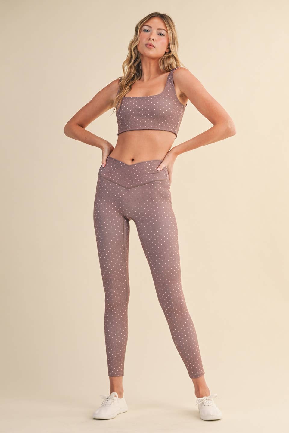 Polka Dot Print Ruched Bra Top