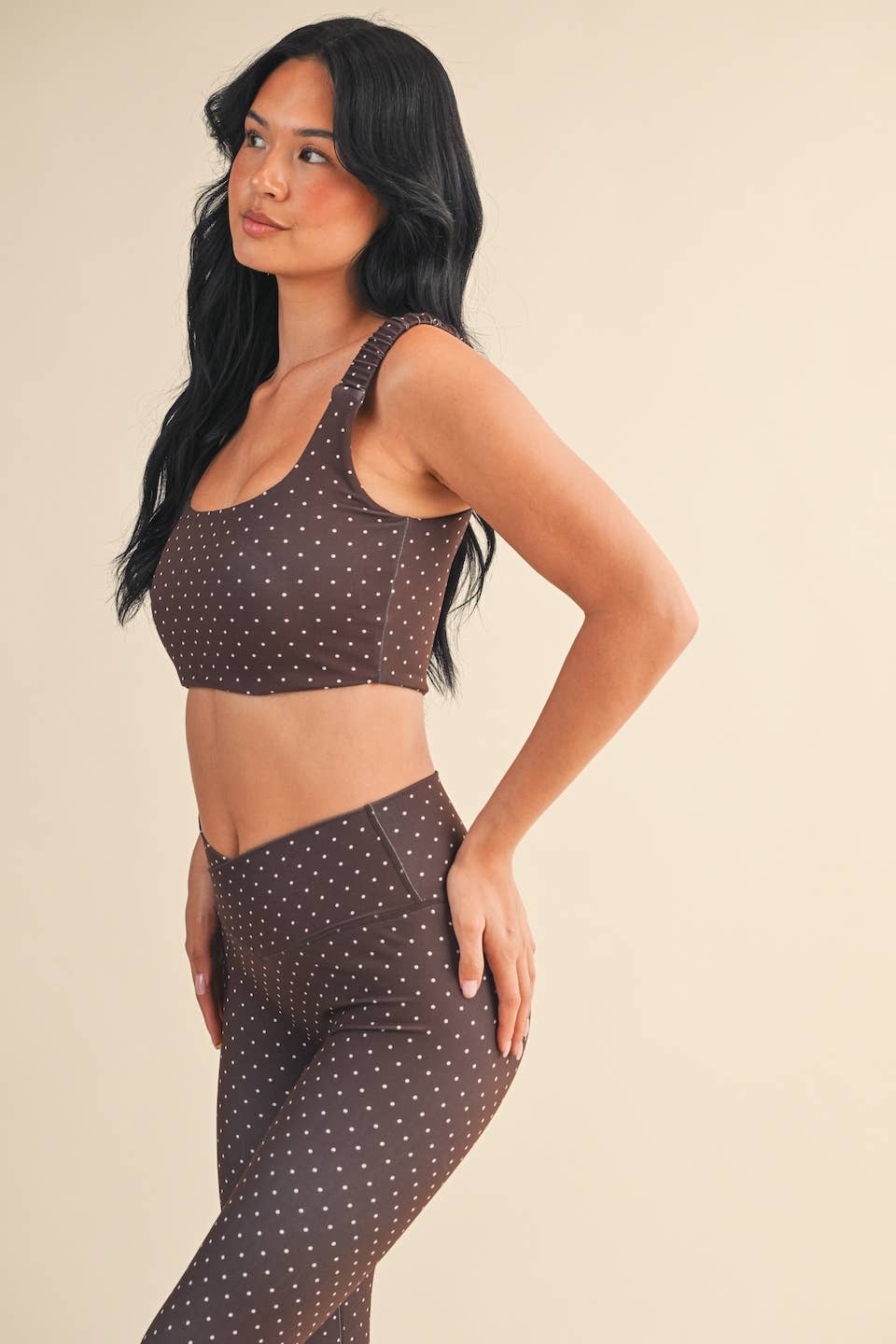 Polka Dot Print Ruched Bra Top